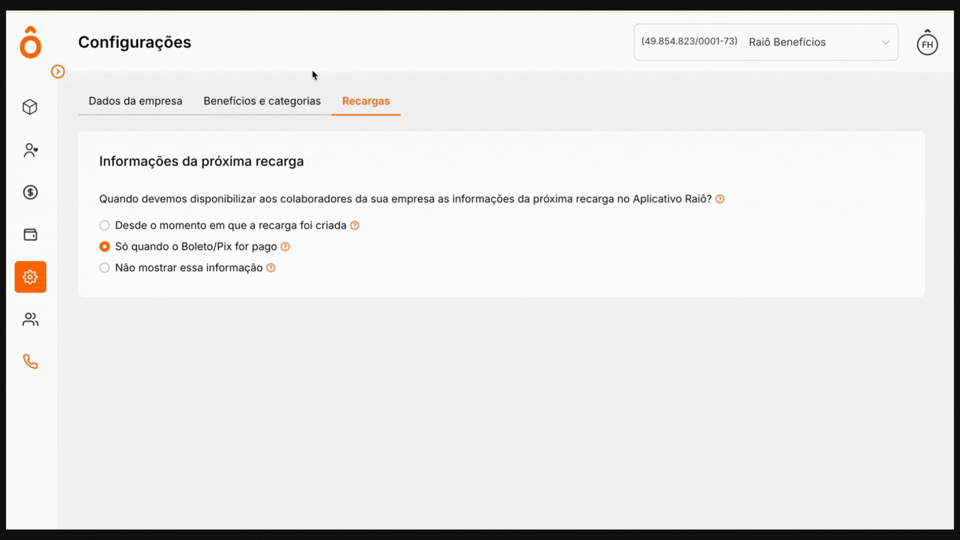 07.Configuração de recargas